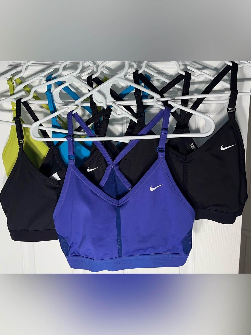Women’s Lot of 6 Nike Indy Sports Bras Bundle Size Large L Black Blue Yellow